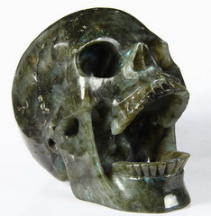 Flash Huge 5.2" Labradorite Carved Crystal Laughing Skull