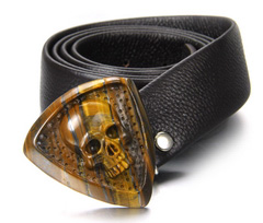 Tiger Iron Eye Carved Crystal Skull Belt