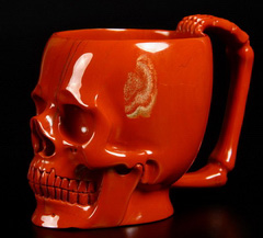 HUGE 5.2" Red Jasper Carved Crystal Skull Coffee Mug, Crystal Cup