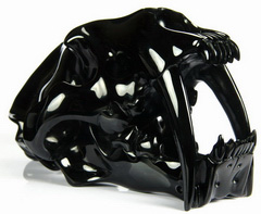 AWESOME Huge 7.3" Black Obsidian Carved Crystal Smilodon SABER-TOOTHED Tiger/Cat Skull