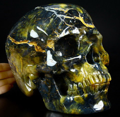 Lifesized 7.8" New Pietersite Carved Crystal Skull, Super Realistic