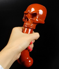 Huge 7.9" Red Jasper Carved Crystal Skull Doorknob