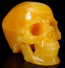 Nice Huge 5.2" Beeswax Jade Carved Crystal Skull, Super Realistic