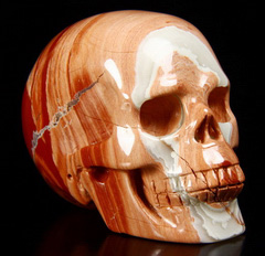 2.4" Red Striped Jasper Carved Crystal Skull, Realistic