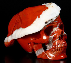 The Spirit of Christmas - Red Jasper Carved Crystal Skull Sculpture