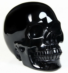 Lifesized 6.7" Black Obsidian Carved Crystal Skull, Realistic