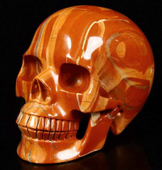 Huge 5.2" Red Jasper Carved Crystal Skull, Realistic