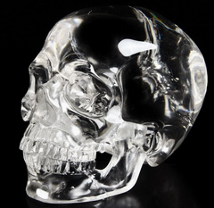 Top Quality Clear Lifesized 6.8" Quartz Rock Crystal Carved Crystal Skull, Super Realistic