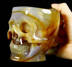 Nice Gemstone Huge 5.3" Agate Carved Crystal Skull Coffee Mug, Crystal Cup
