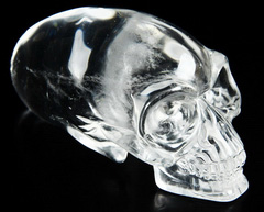 Clear Huge 4.3" Quartz Rock Crystal Carved Elongated Mayan Alien Crystal Skull