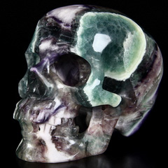 Huge 5.0" Fluorite Carved Crystal Skull, Super Realistic