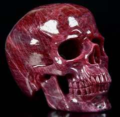 AMAZING Gemstone Huge 4.1" Ruby Carved Crystal Skull, Super Realistic