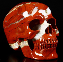 Nice Gemstone Lifesized 6.6" Red Jasper Carved Crystal Skull, Super Realistic