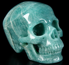 Gemstone Huge 4.7" Amazonite Carved Crystal Skull, Super Realistic