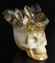 Nice 2.9" Citrine Druse Carved Crystal Skull