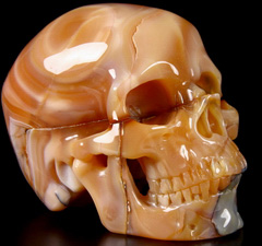 Nice Huge 4.6" Agate Carved Crystal Skull, Detachable