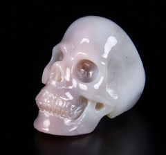 Fine Gemstone Size 10, Mozambique Agate Carved Crystal Skull Ring #4806205