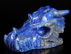 Gemstone Huge 5.1" Lapis Lazuli Carved Crystal Dragon Skull