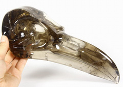 Giant 9.4" Smokey/Smoky Quartz Rock Crystal Carved Crystal Raven Skull