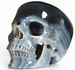 Huge 5.1" Agate Carved Crystal Skull, Super Realistic