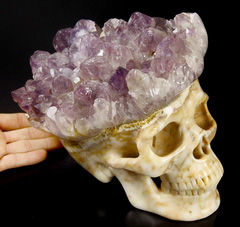 Amazing Titan 9.9" Amethyst Druse Carved Crystal Skull
