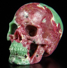 Gemstone 2.1" Ruby Zoisite Carved Crystal Skull, Super Realistic