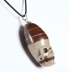 2.5" Sacred Shiva Lingam Carved Crystal Skull Pendant with Sterling Silver