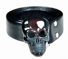 2.6" Rainbow Obsidian Carved Crystal Skull Buckle