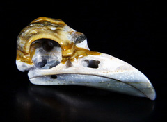 Indian Agate Carved Crystal Raven Skull Pendant