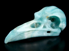 Chinese Amazonite Carved Crystal Raven Skull Pendant