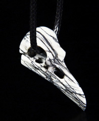 Picasso Jasper Carved Crystal Raven Skull Pendant