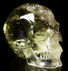 4.6" Citrine Carved Crystal Skull, Super Realistic