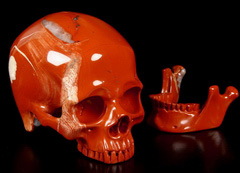 Huge 5.2" Red Jasper Carved Crystal Skull, Detachable