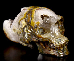 Unique Geode Huge 6.2" Empire Red Agate Carved Crystal Skull