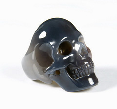 Size 8, Agate Carved Crystal Skull Ring