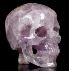 Gemstone Huge 4.6" Amethyst Carved Crystal Skull with Spine