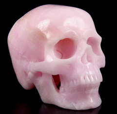 Huge 5.2" Pink Aragonite Carved Crystal Skull, Super Realistic