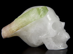 Nice 3.4" Tourmaline Carved Crystal Skull