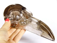 Huge 6.6" Smokey/Smoky Quartz Rock Crystal Carved Crystal Raven Skull