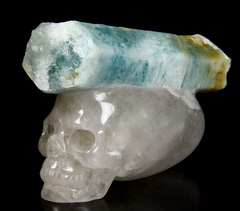 Gemstone 4.1" Aquamarine Carved Crystal Skull Sculpture