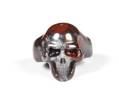 Size 11 1/2 Chinese Bloodstone Carved Crystal Skull Ring