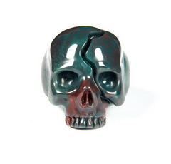 Size 8 Bloodstone Carved Crystal Skull Ring