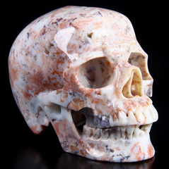 Huge 5.1" Pink Ocean Agate Carved Crystal Skull