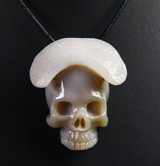 Unique Agate Carved Crystal Skull Pendant