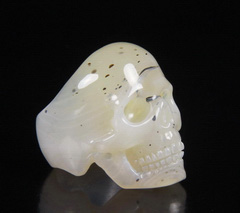 Size 10, Agate Carved Crystal Skull Ring