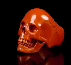 Gemstone Size 11 1/2, Red Jasper Carved Crystal Skull Ring