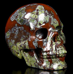 2.7" Dragon Blood Jasper Carved Crystal Skull, Realistic