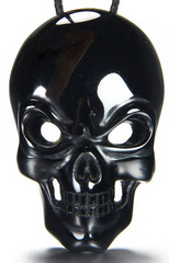 Black Obsidian Carved Crystal Skull Pendant