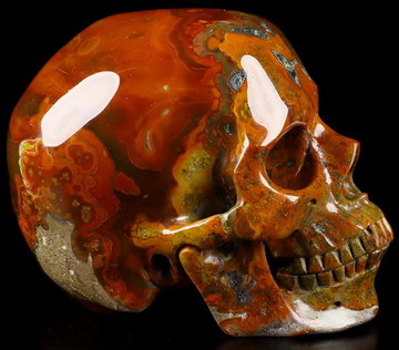Top Quality Gemstone Huge 4.4" Empire Red Agate Carved Crystal Skull, Super Realistic