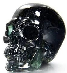 Gemstone 1.3" Tourmaline Carved Crystal Skull, Super Realistic